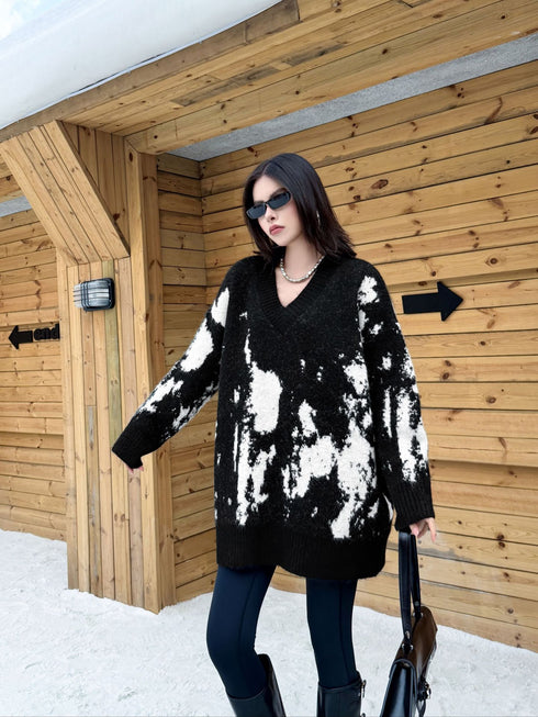 Abstract Dye Oversized Knit Top